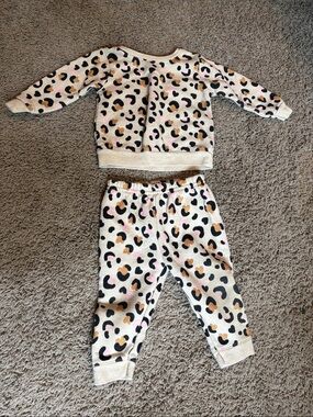 Garanimals Leopard Spot Sweatshirt & Jogger Set in Cream, Black, Pink & Tan